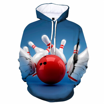 3D Print Bowling Ball kapuuts Meestele Pikkade varrukatega Cool Pullover Personality Hoodies Laste Pusa Spordirõivad Välisrõivad