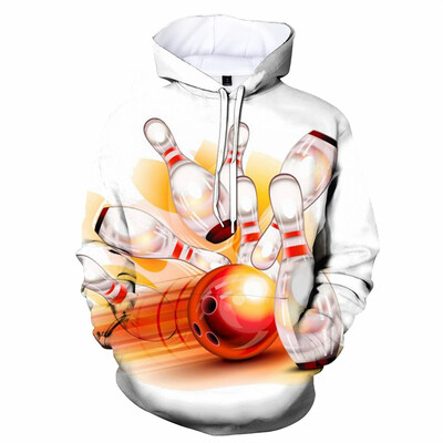 3D Print Bowling Ball kapuuts Meestele Pikkade varrukatega Cool Pullover Personality Hoodies Laste Pusa Spordirõivad Välisrõivad