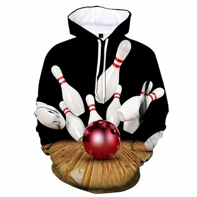 3D Print Bowling Ball kapuuts Meestele Pikkade varrukatega Cool Pullover Personality Hoodies Laste Pusa Spordirõivad Välisrõivad