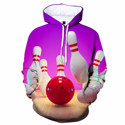 3D Print Bowling Ball kapuuts Meestele Pikkade varrukatega Cool Pullover Personality Hoodies Laste Pusa Spordirõivad Välisrõivad