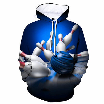 3D Print Bowling Ball kapuuts Meestele Pikkade varrukatega Cool Pullover Personality Hoodies Laste Pusa Spordirõivad Välisrõivad