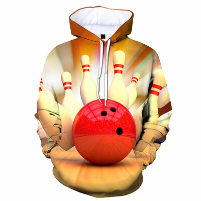3D Print Bowling Ball kapuuts Meestele Pikkade varrukatega Cool Pullover Personality Hoodies Laste Pusa Spordirõivad Välisrõivad