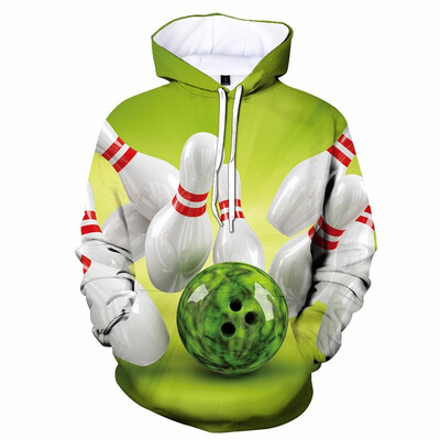 3D Print Bowling Ball kapuuts Meestele Pikkade varrukatega Cool Pullover Personality Hoodies Laste Pusa Spordirõivad Välisrõivad