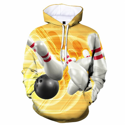 3D Print Bowling Ball kapuuts Meestele Pikkade varrukatega Cool Pullover Personality Hoodies Laste Pusa Spordirõivad Välisrõivad