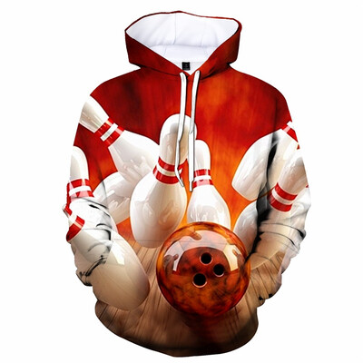 3D Print Bowling Ball kapuuts Meestele Pikkade varrukatega Cool Pullover Personality Hoodies Laste Pusa Spordirõivad Välisrõivad
