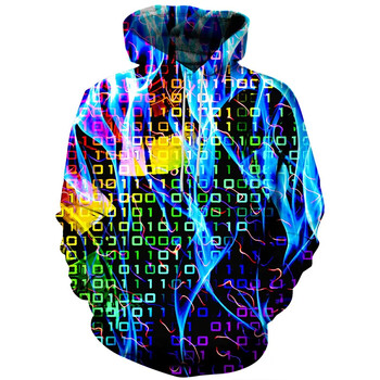 Abstract Smog Graphic Hoodie Men Clothing 3D Traffiti Neon Printed New in Hoodies Women Harajuku Fashion Y2k Pullover Sweatshirt