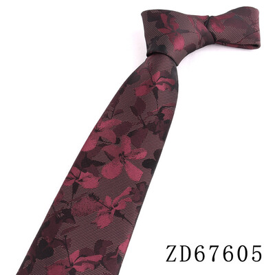 NOU 8 cm lățime cravată pentru bărbat cravată jacquard flori de lux cravată de afaceri costum cravată cravată roșu închis pentru petrecere de nuntă cadou bărbați