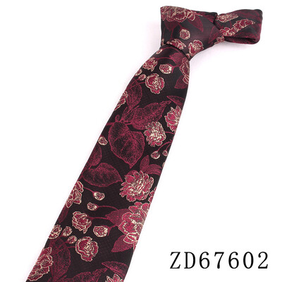 NOU 8 cm lățime cravată pentru bărbat cravată jacquard flori de lux cravată de afaceri costum cravată cravată roșu închis pentru petrecere de nuntă cadou bărbați