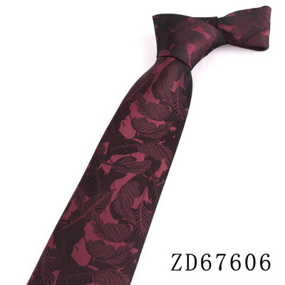 NOU 8 cm lățime cravată pentru bărbat cravată jacquard flori de lux cravată de afaceri costum cravată cravată roșu închis pentru petrecere de nuntă cadou bărbați