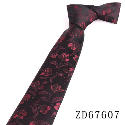 NOU 8 cm lățime cravată pentru bărbat cravată jacquard flori de lux cravată de afaceri costum cravată cravată roșu închis pentru petrecere de nuntă cadou bărbați