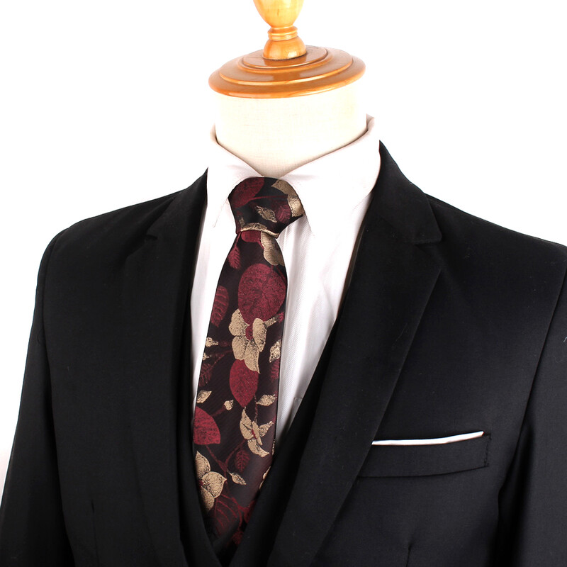 NOU 8 cm lățime cravată pentru bărbat cravată jacquard flori de lux cravată de afaceri costum cravată cravată roșu închis pentru petrecere de nuntă cadou bărbați