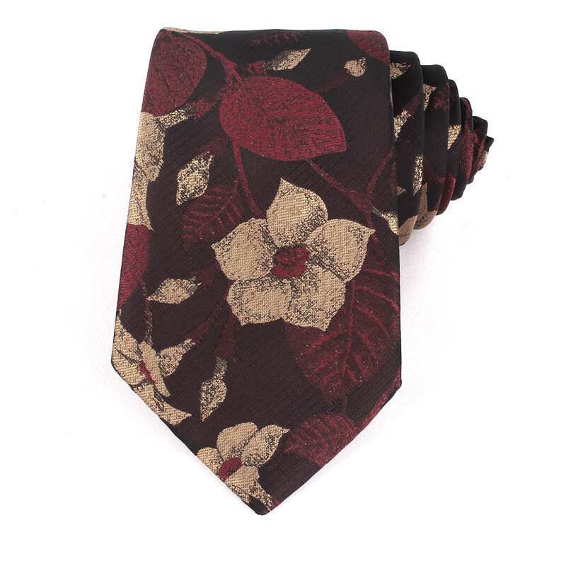 NOU 8 cm lățime cravată pentru bărbat cravată jacquard flori de lux cravată de afaceri costum cravată cravată roșu închis pentru petrecere de nuntă cadou bărbați