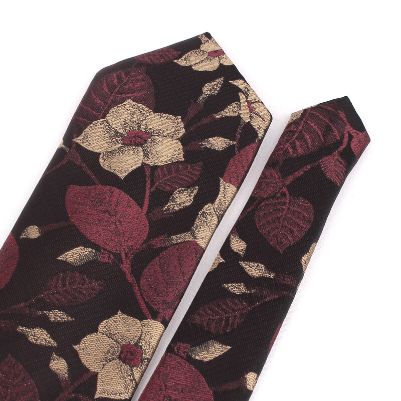 NOU 8 cm lățime cravată pentru bărbat cravată jacquard flori de lux cravată de afaceri costum cravată cravată roșu închis pentru petrecere de nuntă cadou bărbați