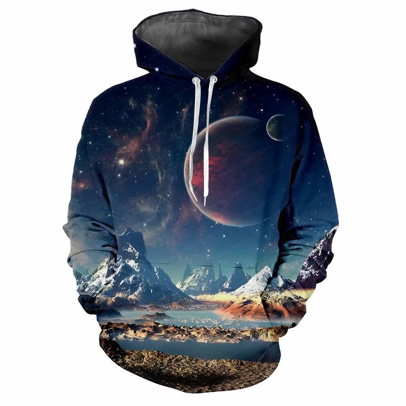 Space 3D Science Fiction Harajuku Printed Street Adventure Προσωποποιημένη Ανδρική Γυναικεία Απαλή Μόδα Street Hip Hop Hoodie