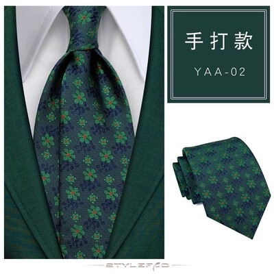 Luksuslik 8 cm meeste lips, roheline lilleliste triipudega täpiline lips mehele peigmehele žakaarkootud kaelalips äripulmapeoks