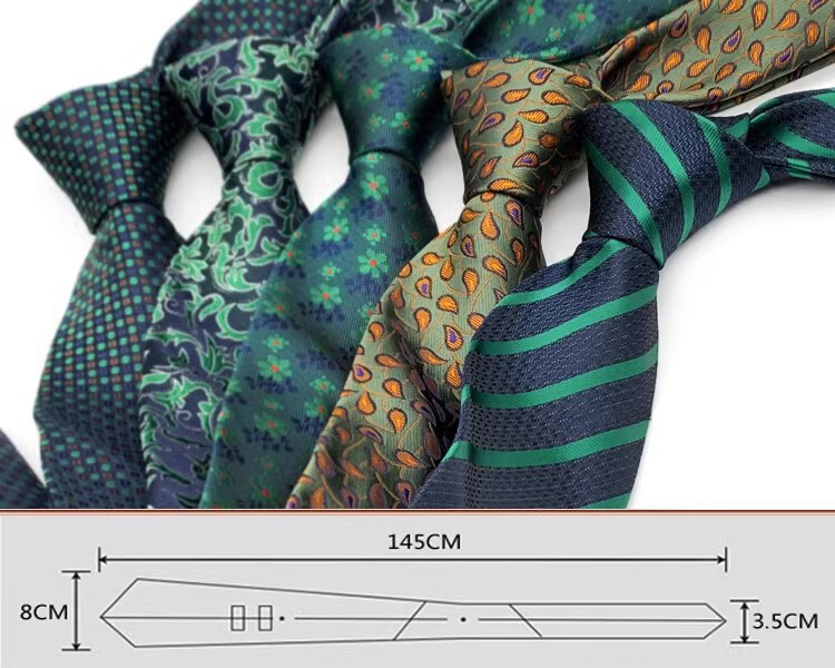 Luksuslik 8 cm meeste lips, roheline lilleliste triipudega täpiline lips mehele peigmehele žakaarkootud kaelalips äripulmapeoks