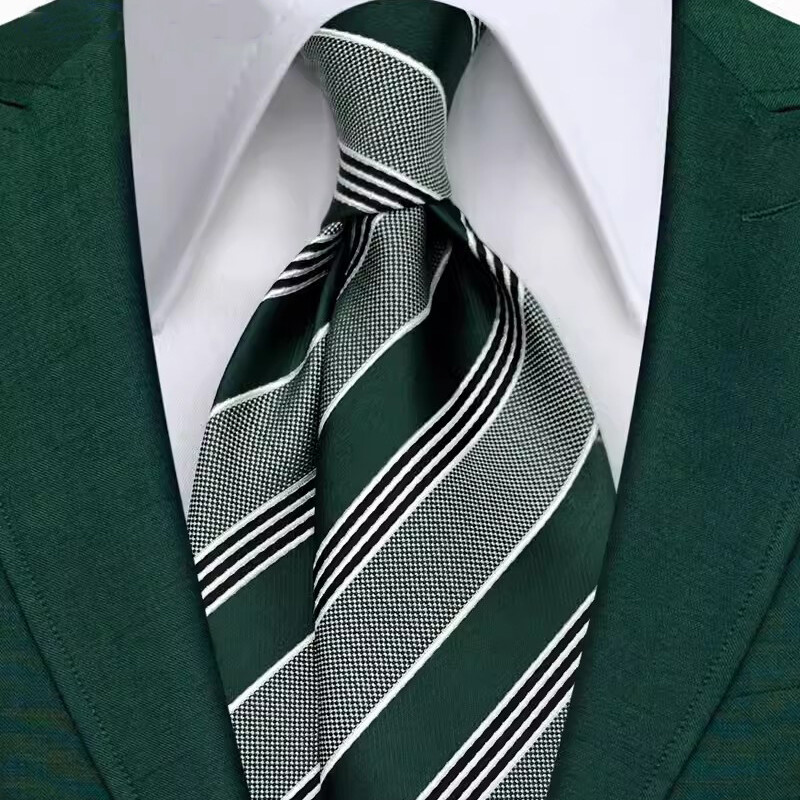 Luksuslik 8 cm meeste lips, roheline lilleliste triipudega täpiline lips mehele peigmehele žakaarkootud kaelalips äripulmapeoks