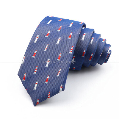 Új vékony 6,5 cm nyakkendő Férfi divatos poliészter nyakkendő piros zöld kormánylapát horgony ing Kiegészítők Irodai Cravat esküvői ajándék