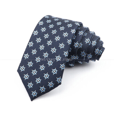 Új vékony 6,5 cm nyakkendő Férfi divatos poliészter nyakkendő piros zöld kormánylapát horgony ing Kiegészítők Irodai Cravat esküvői ajándék