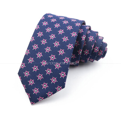 Új vékony 6,5 cm nyakkendő Férfi divatos poliészter nyakkendő piros zöld kormánylapát horgony ing Kiegészítők Irodai Cravat esküvői ajándék