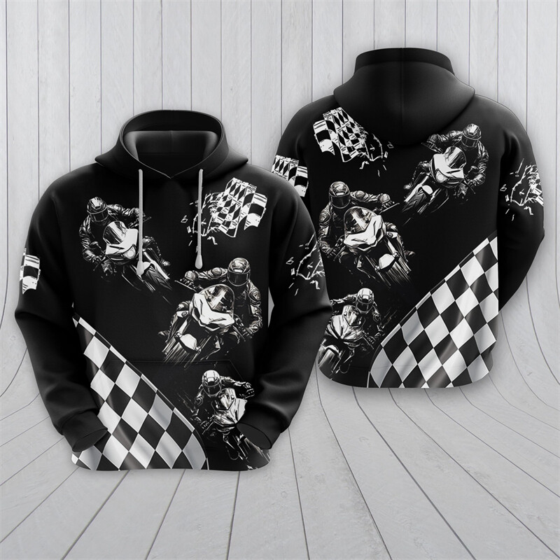 Μοτοσικλέτα Club γραφικά φούτερ Motorbike Racing 3D print Hoodies για ανδρικά ρούχα Casual Χαβάης πουλόβερ ομάδας με κουκούλα