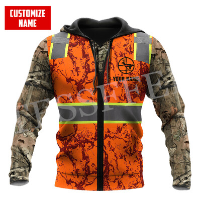 Προσαρμοσμένο όνομα Deer Hunting Animal Hunter Camo Cosplay Tattoo Retro 3DPrint Harajuku Casual Streetwear Πουλόβερ Μπουφάν με κουκούλα X22