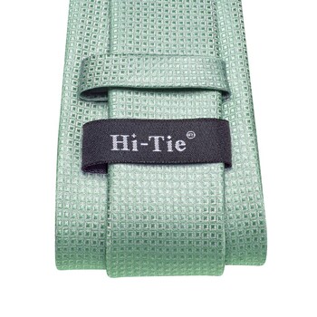 Дизайнерска подаръчна вратовръзка Hi-Tie за мъже 2023 г. Нова модна марка Sage Green Kared Wedding Party Necky Handky Копчета за ръкавели на едро