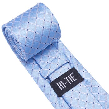 Hi-Tie Fashion 8,5 см карирани точки Мъжка елегантна вратовръзка Носна кърпичка Комплект копчета за ръкавели Аксесоари за сватбено тържество Подарък за мъже Gravats