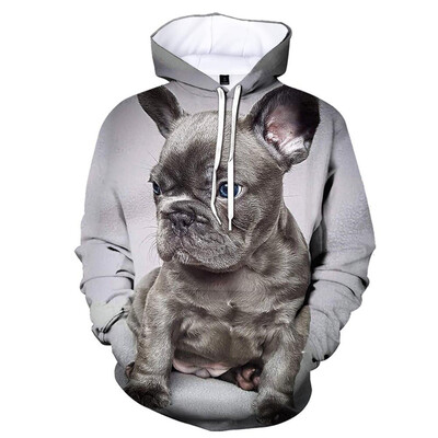 Сладки 3D печатни качулки с кучета с френски булдог Мъжки модни ежедневни суичъри с дълги ръкави Пуловер Уличен суичър Детски есенни дрехи