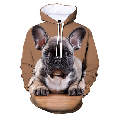 Сладки 3D печатни качулки с кучета с френски булдог Мъжки модни ежедневни суичъри с дълги ръкави Пуловер Уличен суичър Детски есенни дрехи