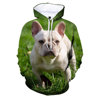 Сладки 3D печатни качулки с кучета с френски булдог Мъжки модни ежедневни суичъри с дълги ръкави Пуловер Уличен суичър Детски есенни дрехи