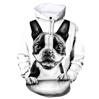 Сладки 3D печатни качулки с кучета с френски булдог Мъжки модни ежедневни суичъри с дълги ръкави Пуловер Уличен суичър Детски есенни дрехи