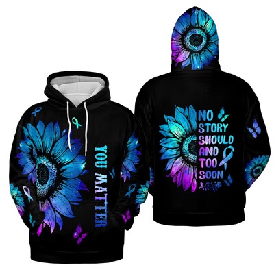 Cool Style Suicide Awareness Loose Hoodie 3D Digital Printing Ανδρικό πουλόβερ Ανδρική και γυναικεία μόδα Hip hop μακριά μανίκια