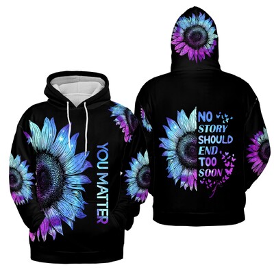 Cool Style Suicide Awareness Loose Hoodie 3D Digital Printing Ανδρικό πουλόβερ Ανδρική και γυναικεία μόδα Hip hop μακριά μανίκια