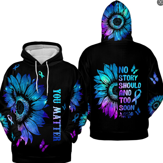 Cool Style Suicide Awareness Loose Hoodie 3D Digital Printing Ανδρικό πουλόβερ Ανδρική και γυναικεία μόδα Hip hop μακριά μανίκια