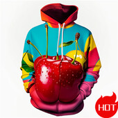 Ziemas jauni 3D augļu un ķiršu apdrukas kapuces vīriešiem Sievietēm Smieklīgi ielas apģērbi, jauni kapuci un sporta krekli Unisex modes džemperi
