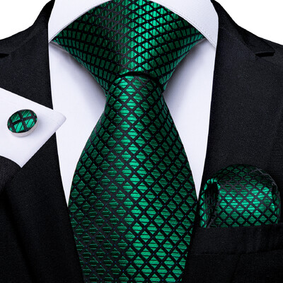 Férfi nyakkendő kékeszöld zöld paisley csíkos újszerű design selyem esküvői nyakkendő férfiaknak Handky mandzsettagomb ajándék nyakkendő szett DiBanGu Party Business