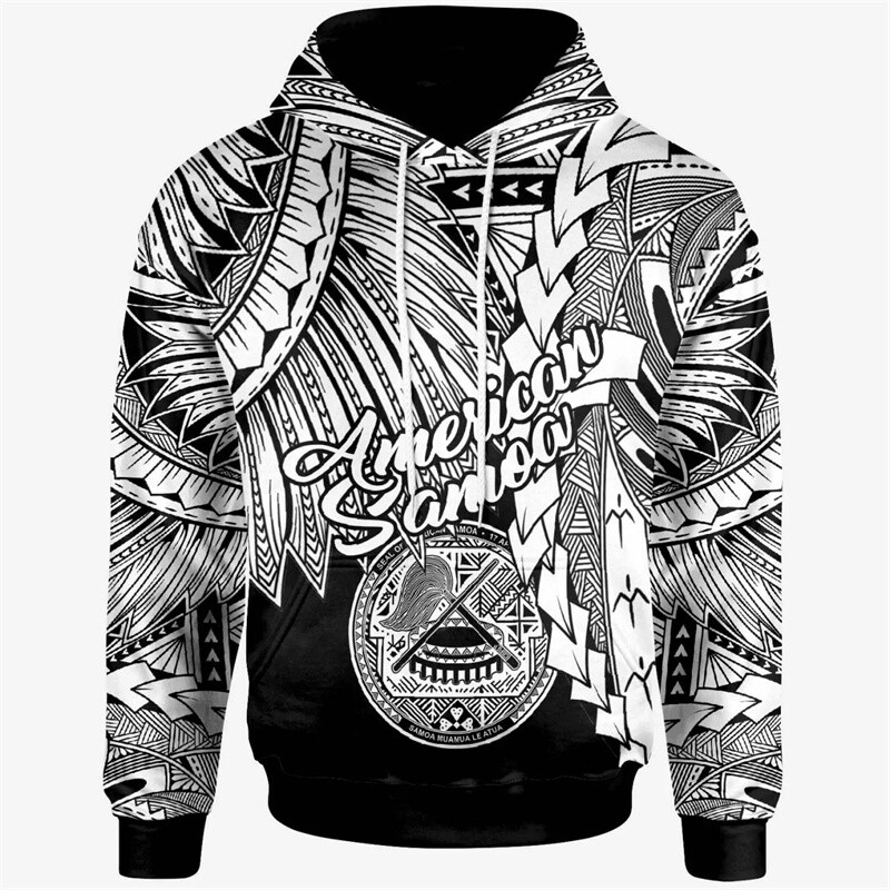 Samoa Americană Tatau Red Graphic Hoodie Polynesian Over Hoodie Y2k Flag Nou în Hanorace și hanorace Hanorace pentru bărbați Pulover