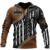 Hanorac cu glugă pentru mecanic cu imprimare 3D Hanorac supradimensionat pentru bărbați Îmbrăcăminte Pulover casual Hanorac Trening Topuri Îmbrăcăminte de stradă pentru bărbați