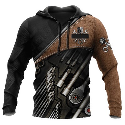 Hanorac cu glugă pentru mecanic cu imprimare 3D Hanorac supradimensionat pentru bărbați Îmbrăcăminte Pulover casual Hanorac Trening Topuri Îmbrăcăminte de stradă pentru bărbați