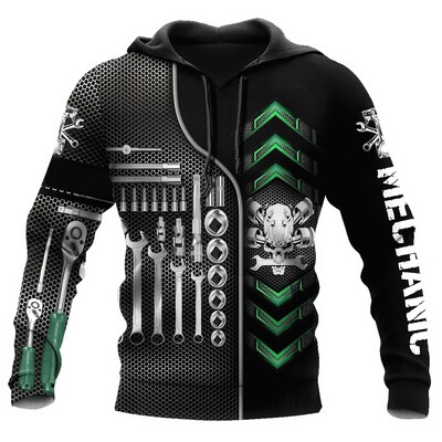 Hanorac cu glugă pentru mecanic cu imprimare 3D Hanorac supradimensionat pentru bărbați Îmbrăcăminte Pulover casual Hanorac Trening Topuri Îmbrăcăminte de stradă pentru bărbați