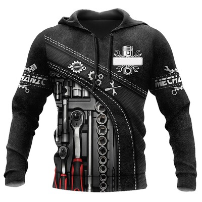 Hanorac cu glugă pentru mecanic cu imprimare 3D Hanorac supradimensionat pentru bărbați Îmbrăcăminte Pulover casual Hanorac Trening Topuri Îmbrăcăminte de stradă pentru bărbați