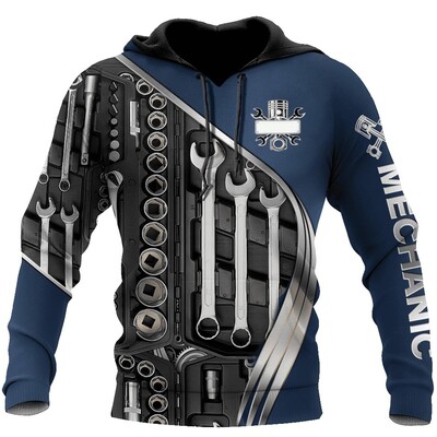 Hanorac cu glugă pentru mecanic cu imprimare 3D Hanorac supradimensionat pentru bărbați Îmbrăcăminte Pulover casual Hanorac Trening Topuri Îmbrăcăminte de stradă pentru bărbați