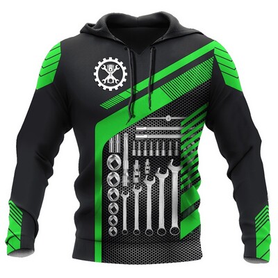 Hanorac cu glugă pentru mecanic cu imprimare 3D Hanorac supradimensionat pentru bărbați Îmbrăcăminte Pulover casual Hanorac Trening Topuri Îmbrăcăminte de stradă pentru bărbați