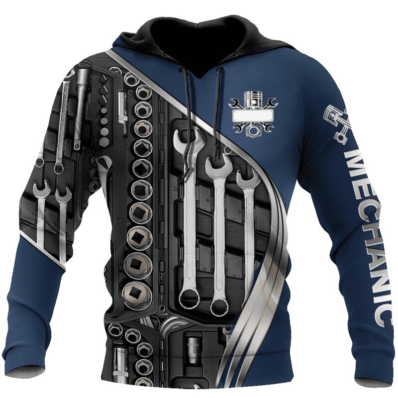 Hanorac cu glugă pentru mecanic cu imprimare 3D Hanorac supradimensionat pentru bărbați Îmbrăcăminte Pulover casual Hanorac Trening Topuri Îmbrăcăminte de stradă pentru bărbați