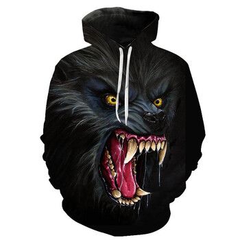 New Wolf Hoodie Funny Animal 3D Print Мъже Жени Ежедневни суичъри Хип-хоп Големи пуловери Суичъри с качулка Детски топове Дрехи