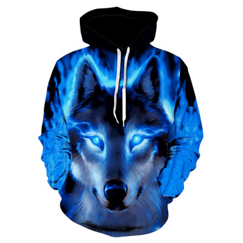 New Wolf Hoodie Funny Animal 3D Print Мъже Жени Ежедневни суичъри Хип-хоп Големи пуловери Суичъри с качулка Детски топове Дрехи