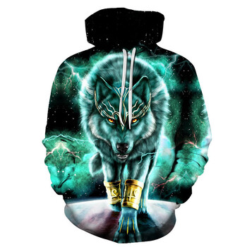 New Wolf Hoodie Funny Animal 3D Print Мъже Жени Ежедневни суичъри Хип-хоп Големи пуловери Суичъри с качулка Детски топове Дрехи