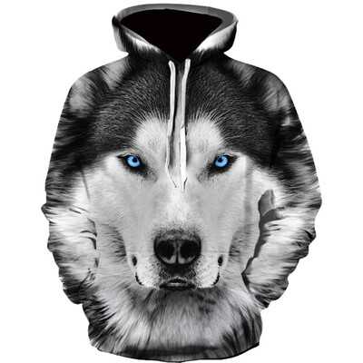 Νέα Wolf Hoodie Funny Animal 3D Print Ανδρικά Γυναικεία Casual Hoodies Hip Hop Oversized πουλόβερ με κουκούλα Φούτερ Παιδικά Μπλουζάκια Ρούχα