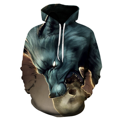 Νέα Wolf Hoodie Funny Animal 3D Print Ανδρικά Γυναικεία Casual Hoodies Hip Hop Oversized πουλόβερ με κουκούλα Φούτερ Παιδικά Μπλουζάκια Ρούχα